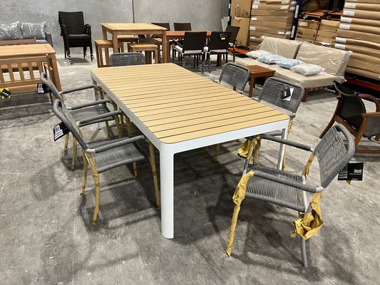 WAS $1999 NOW $1399 *BRAND NEW* 7 Piece  Die-Cast Aluminium &  Wood 100% FSC Dining Set