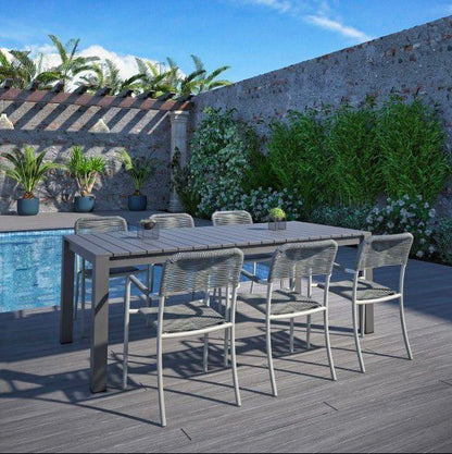 WAS $1699 NOW $1149 *BRAND NEW* Open Box 7 Piece Aluminum and Rope Patio Dining Set