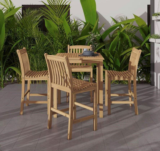 WAS $1999 NOW $1399 *BRAND NEW* Open Box 5 Piece Patio Patio Bar Set - 100% FSC Solid Teak Wood