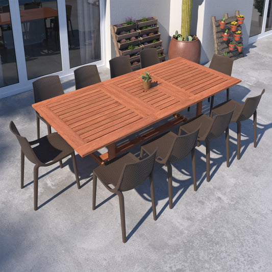 WAS $1999. NOW $1099 BRAND NEW 11 Piece Rectangular Extendable Dining Set | 100% FSC Certified Solid Wood | Ideal Furniture Set for Outdoor