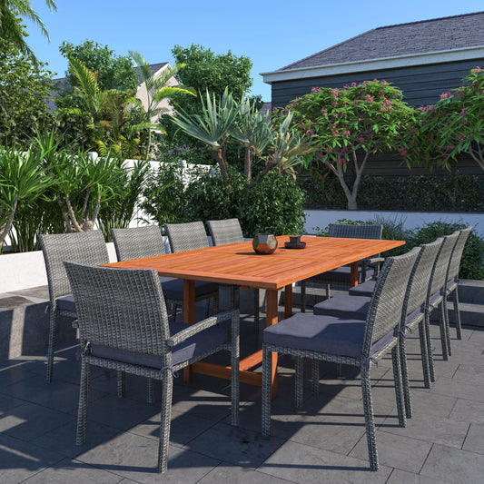 WAS $2495 NOW $1479 BRAND NEW 11 Piece Rectangular Extendable Dining Set | 100% FSC Certified Solid Wood | Ideal Furniture Set for Outdoor