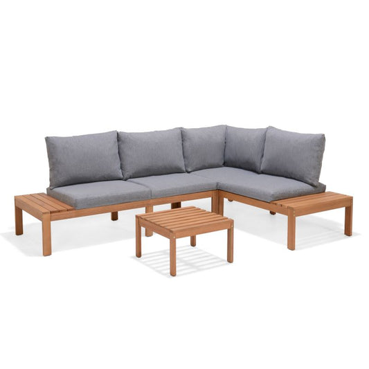 Griffin 100% FSC Certified Solid Wood With Grey Cushion Seating Set