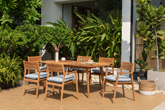 WAS $3379 NOW $2499 BRAND NEW 7 Piece Oval Dining Set | 100% FSC Certified Teak Wood | Ideal Furniture Set for Outdoor
