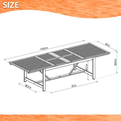 WAS $2999 NOW $1999 Brand New Free Shipping 13 Piece Extendable Rectangular With Grey Chairs Dining Set | 100% FSC Certified Solid Wood | Ideal Furniture Set For Outdoor