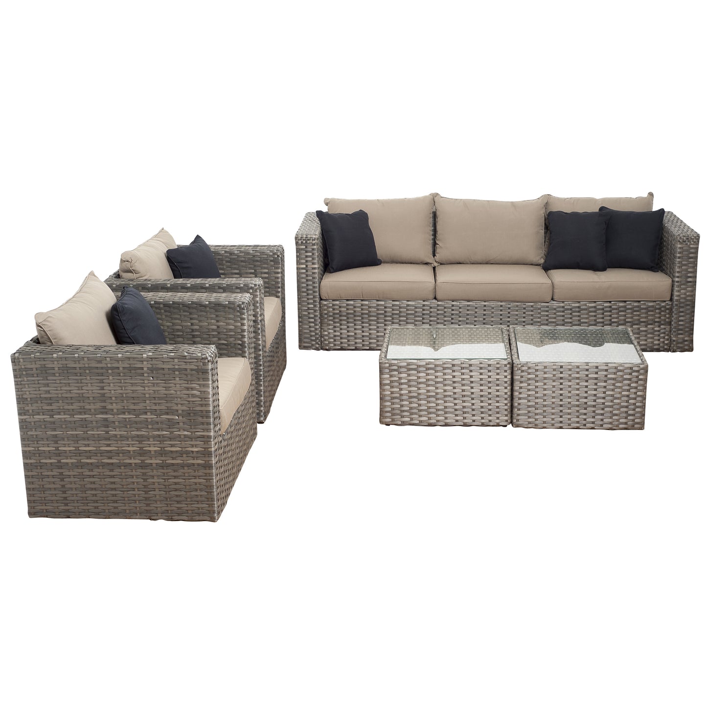 Mustang 5 Pieces Aluminum and Wicker Seating Set