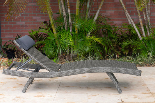 WAS $299. NOW $149. BRAND NEW 1 Piece Grey Lounger Set HIGH-QUALITY WICKER & Olefin, Ideal Furniture For Outdoor