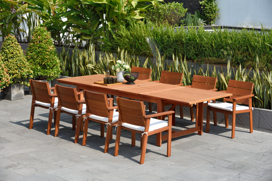 WAS $2649  NOW $1989 BRAND NEW 9 Piece Rectangular Extendable Dining Set | 100% FSC Certified Solid Wood | Ideal Furniture Set for Outdoor