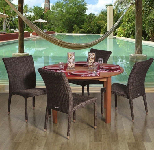 WAS $1249 NOW $749 *BRAND NEW* Open Box 5 Piece Patio 100% FSC Solid Hardwood and Wicker Round Dining set